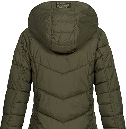 Sublevel Damen Jacke Steppmantel LSL-412 Kurzmantel mit gefütterter Kapuze Mistletoe Green L