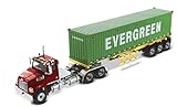 Western Star 4700 SB Tandem Truck Tractor Met. Red w/Skeleton Trailer & 40' Dry Goods Sea Container...