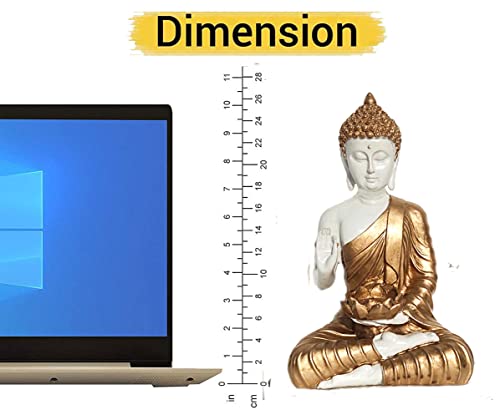 SN HandicraftsBuddha Idol Statue Showpiece for Home décor Polystone Home Decor Decoration Gift itam 1 pic (White Golden, Religious