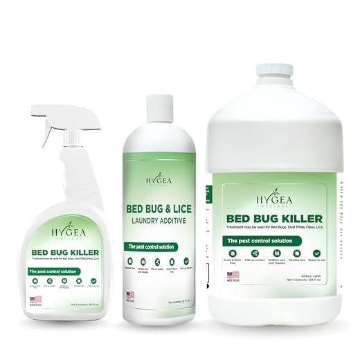 Hygea Natural Exterminator Combo Pack, Non Toxic Treatment, Natural Bugs & Lice Eradicator, Includes Bed Bug Spray 24 oz, Refill 128 oz & Laundry Treatment 32 oz