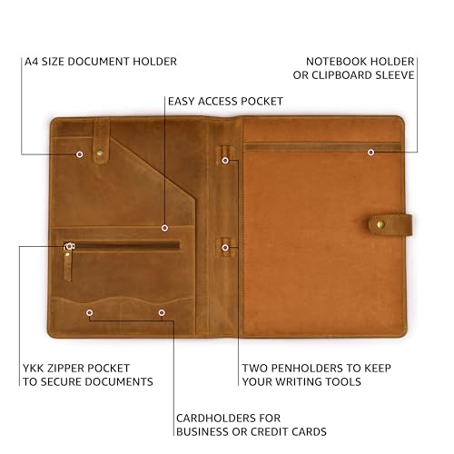 Leather Village Leather Portfolio Organizer, Professional Business Padfolio for Men & Women, Stylish Document Card Holder - Image 4