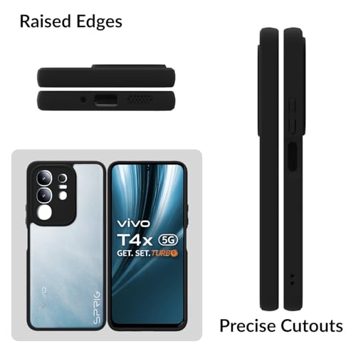 Image of SPRIG Compatible with vivo T4X TPU Matte Back Cover Drop Tested Shock Proof Mobile Case for Men, Women, Boys and Girls with Camera Protection (Black Transparent)
