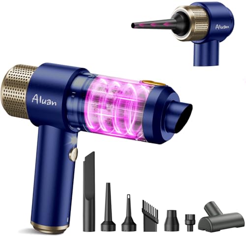 Aluan Portable Vacuum Cleaner for Car Use, 15000PA Strong Suction Handheld Vacuum for Car and Home, Inflator and Air Bleed Function, Vacuum for Keyboard, Pet Hair, Car Detailing (Blue)