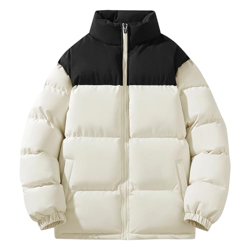 ダウンジャケット メンズ 冬 中綿ジャケット 軽量 厚手 防寒 ダウンコート 立ち襟 暖かい ブルゾン ショート丈 ジップアップ アウター 中綿入り 柔らかい 快適 コート 無地 保温 カジュアル 秋服 冬 普段着 アウトドア 通勤 通学 登山(ホワイト,