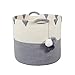 Solaya Large Cotton Rope Basket Storage with Handles - Chevron Grey Woven Toy Storage Basket for Laundry Hamper, Diapers, Nursery, Toys, Towels (17