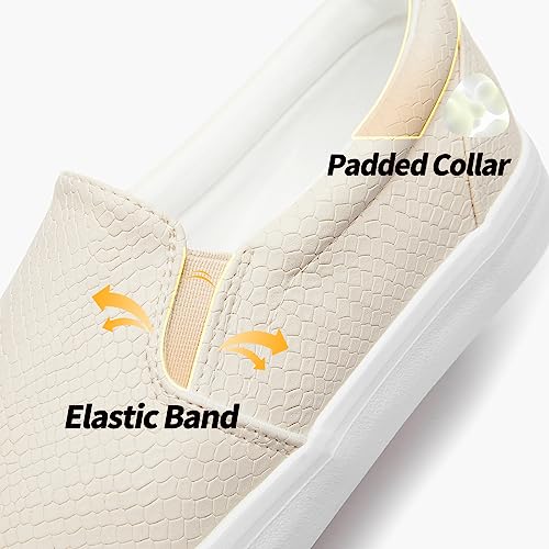 TUOPIN Womens Synthetic Leather Slip On Shoes,Padded Collar Slip on Sneakers for Women,Casual Loafers Walking Shoes - Image 3