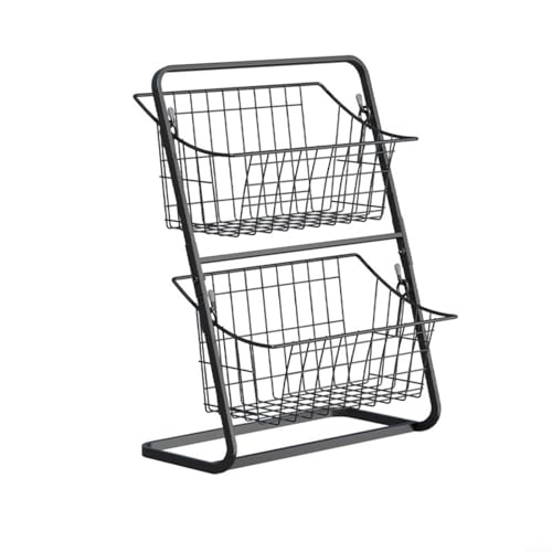 Emiif 2 Tier Metal Fruit and Vegetable Storage Basket Rack