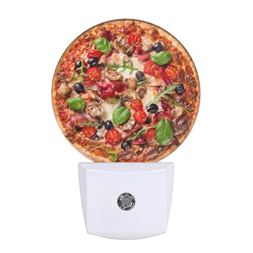 Image of Sausage Pizza Cheese Night Light Funny Food Night Lights Plug into Wall for Boys Girls, Plug-in Nightlight 0.5W LED Lighting for Stairway Hallway Bedroom
