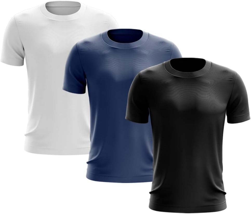 Kit 3 Camisetas Masculinas Dry Fit Manga Curta UV Proteção Solar Academia