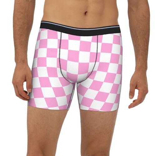 White Checkered Race Men's Boxer Briefs, Mens Trunks Underwear Wicking-Breathable Underpants2