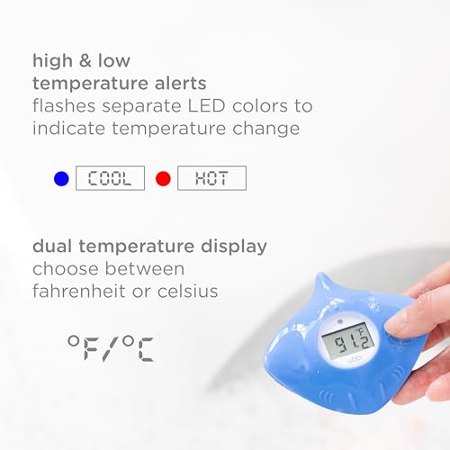 Image of Ubbi Stingray Baby Bath Thermometer for Newborns and Infants, Accurate and Instant High and Low Digital Reads, Floating Silicone Safety Thermometer, Newborn Registry Must Haves, Blue