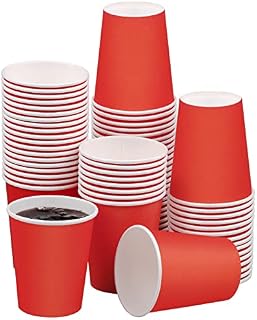 durony 72 Pieces Party Paper Cups 9 Ounce Paper Cups Drinking Cups for Parties Birthday, Hot Drinks and Cold Drinks, Arts, DIY Crafts, Red