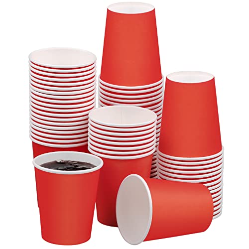 durony Lot de 72 gobelets en carton de 255 ml pour fêtes, anniversaires, boissons chaudes et froides, loisirs créatifs, rouge