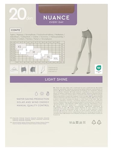 Image of Conte Control Top Tension Sheer Pantyhose Tights with Silky Matte Effect Nuance 20 Den