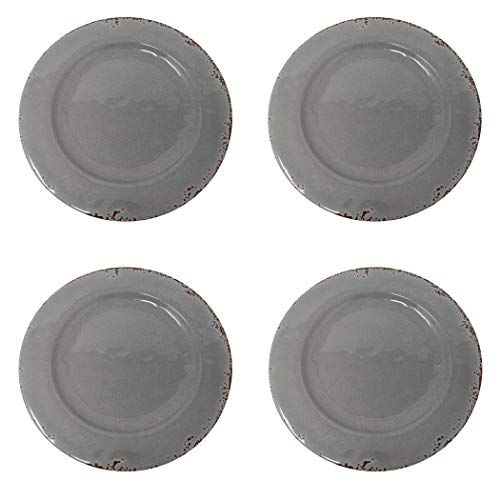 Gianna's Home 12 Piece Rustic Farmhouse Melamine Dinnerware Set, Service for 4 (4 Piece Dinner Plates, Gray)