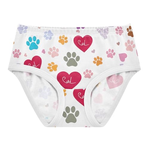 Fun Print Girls Underwear Toddler 2t Cotton Cute Panties Girl Cute Dog Paw Heart White Briefs Undies Kids
