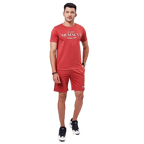 Image of ZU Mens 100% Cotton Regular Round Neck Co-ord Set for Men Half Sleeve T-Shirt and Shorts