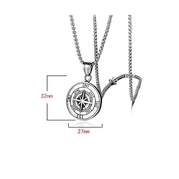 UMtrade Vintage Nautical Graduation Medal Pendant Men Women Compass Necklace Outdoor Adventure Hiking Jewelry - Image 3