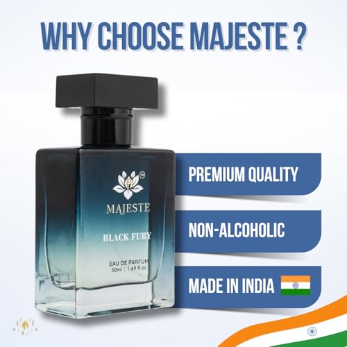 Image of BLACK FURY Men's Eau De Parfum 50 ML | Luxury Long Lasting Men's Perfume | Citrus & Spicy Woody Fragrance with Lemon, Sage, Black Amber & Patchouli