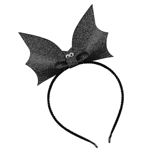 Diadema de Halloween, diadema de murciélago brillante, lazo grande, accesorio para el pelo, diadema de murciélago, accesorios de disfraz, mujer y niños para fiestas temáticas, Halloween, carnaval