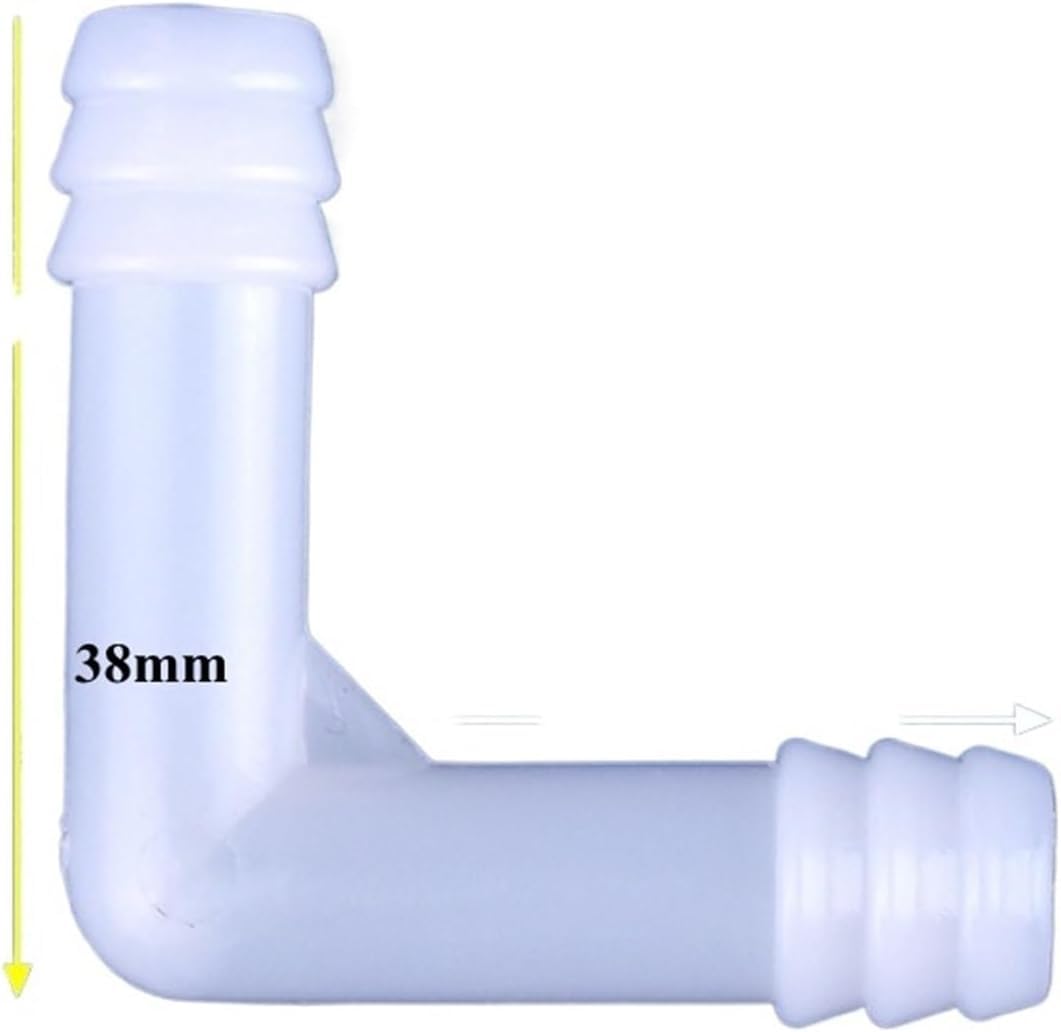 Conector de codo de polietileno de 8 mm, junta de púas de manguera de 90 grados para tubos de bomba de aire de acuario y riego de agua de jardín, 200 unidades en total
