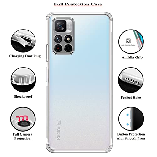 Image of Slim Soft Silicon *Anti Dust Plug* Shockproof Transparent TPU Back Case Cover for Mi Redmi Note 11T 5G / Poco M4 Pro 5G - Clear