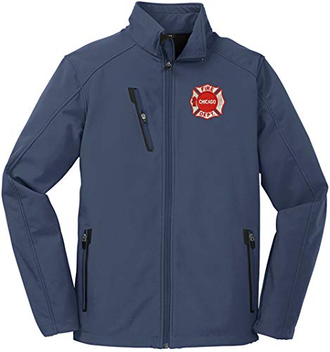 Peerless Embroidery Chicago Fire Department Welded Soft Shell Jacket Maltese J324 (Medium) Blue