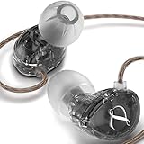 erjigo GK G3 Dynamic Driver in Ear Headphones Earphones 2Pin 0.75mm Cord,Wired Budget Earbuds for Sports, HiFi Bassy Phone Headsets (Transparent Gray, Without Mic)