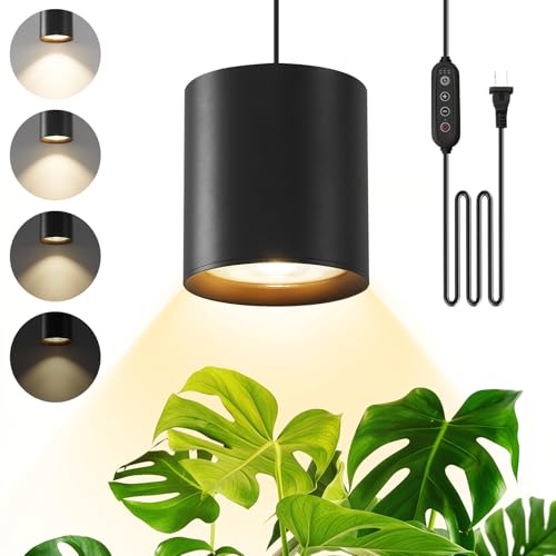 Airseafar Dimmable Hanging Grow Lights for Indoor Plants Full Spectrum Hanging Plant Light with Timer & 16.4FT Power Cord 24W 3600K Black Glow Light for Garden Herbs Seed Flowers