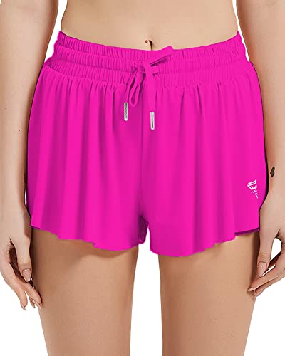 Wsirmet Womens Flowy Athletic Shorts 2 In 1 Workout Running Yoga Shorts Summer Spandex Shorts Butterfly Skirts Cute Clothes #TOP2