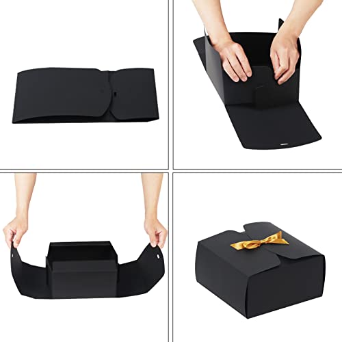 GINLEBO 10 Pcs Black Gift Boxes with Lids, 8x8x4 inches, Multiple Occasions