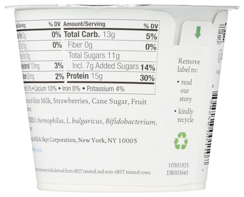 Siggis Strained Non-Fat Yogurt, Strawberry, 5.3 Ounce (Pack of 12)