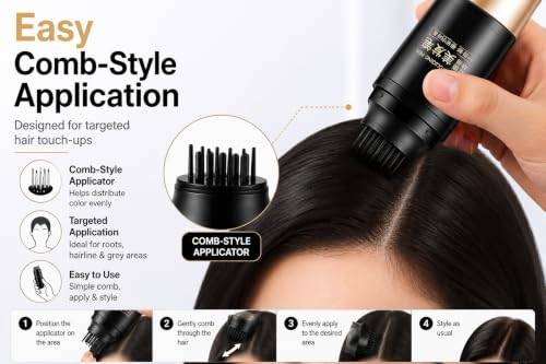 Image of Hair Color Pen with Comb Applicator for Hair Root Touch Up, Easy Application Coloring Pen for Grey Hair & Hairline, Portable Hair Styling Color Tool 1 pcs