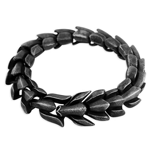 HAQUIL Viking Dragon Bracelet, Stainless Steel Ouroboros Jormungandr Link Chain Bracelet, Viking Jewelry Gift for Men