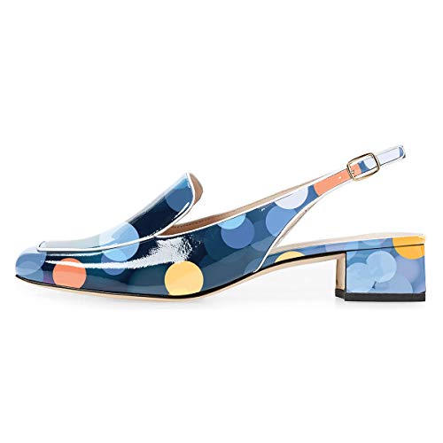 Image of YDN Women Closed Square Toe Block Low Heels Slingback Formal Loafer Dressy Shoes Office Lady Pump Size 4-15 US