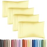 Queen Pillow Cases Set of 4 - Ultra Soft Hotel Quality Pillowcase Covers - Comfy, Cozy & Wrinkle Free - Shrinkage, Stain and Fade Resistant - Machine Washable Pillow Protectors - 4 Piece Set - Yellow