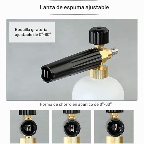 Miniatura 4 de Stone Banks Pistola Lanza De Espuma Para Lavado A Presión, 1l Ajustable 1 4 Rápida Liberación Lanza De Espuma Para Nieve Dispensador De Jabón Con 5 Boquilla Y Pistola De Espuma Para Lavado De Autos