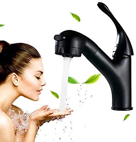 Robinet de lavabo monotrou extractible noir pour eau chaude et froide