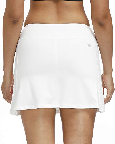 3AXE Women\'s Tennis Skorts with Inner Shorts Pockets Golf Sports Running Dress Lightweight Active Skirts (White, X-Small)
