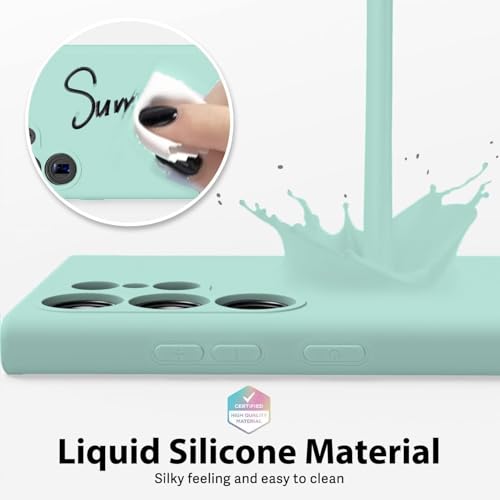 Image of DIZORO Microfiber Candy Case Compatible for Samsung S25 Ultra 5g Smooth Touch Cushion Liquid Soft Silicone Gel Rubber Phone Cases Non-Slip Full Body Protective Shockproof Back Cover (New Mint)