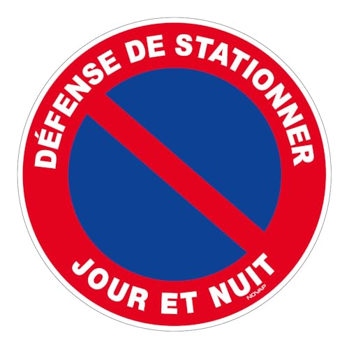 Novap 160063020 Pannello stradale "Defense de stationner jour et nuit", diametro 300 mm (versione francese)