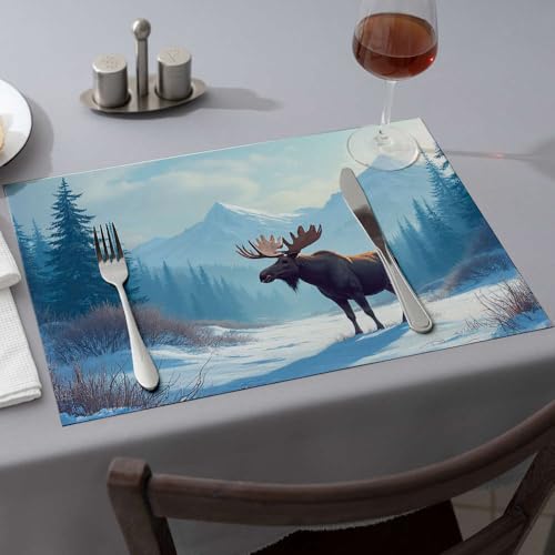 Sets de table élan bleu pour protéger le comptoir des plats chauds - 2
