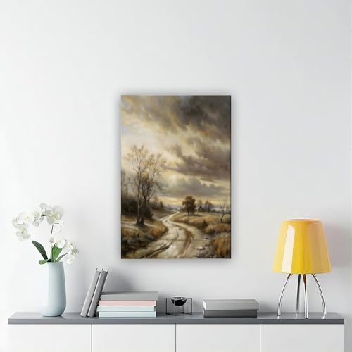 ANFOTCM Paysage rustique de route sinueuse, village de campagne, décoration murale vintage, peintures à l'huile célèbres pour salon, œuvres d'art classiques, décoration d'intérieur, 60 x 90 cm – vue 6