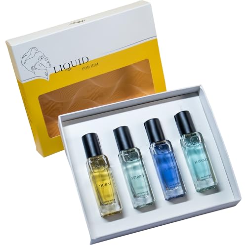 Image of Liquid Men's Luxury Perfume Gift Set - 4x20ml | Dubai, Sydney, Zurich, Hawaii | Long-lasting International Fragrances for Men | Travel-Friendly Eau de Parfum | Premium Gift for Special Occasions