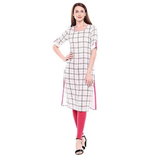 Image of Aurelia Womens Round Neck Checked Kurta