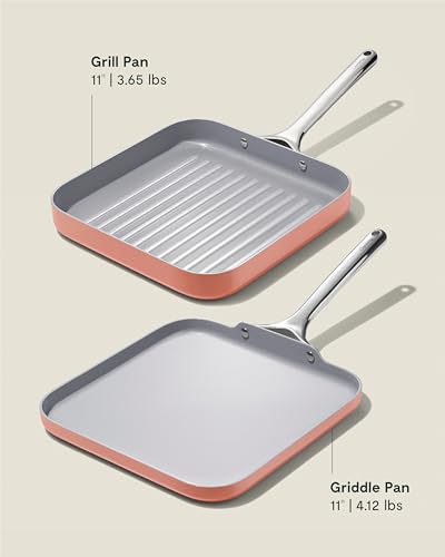 Caraway 11" Non-Stick Square Griddle Pan and Grill Pan Duo - Image 3