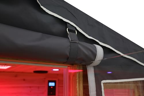 Image of Outdoor Sauna Cover for 2-Person , Protective 3-Layer Oxford Cloth, Hook & Loop Roll-Up Door, Temp Retention & Dustproof - (Only Fits 57.8*40.5*81.1 In & Smaller Outdoor Hillside Roof Saunas )
