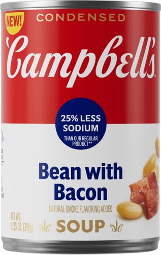 Image of Campbell's Condensed 25% Less Sodium Bean With Bacon Soup, 11.25 oz Can (Pack of 2)