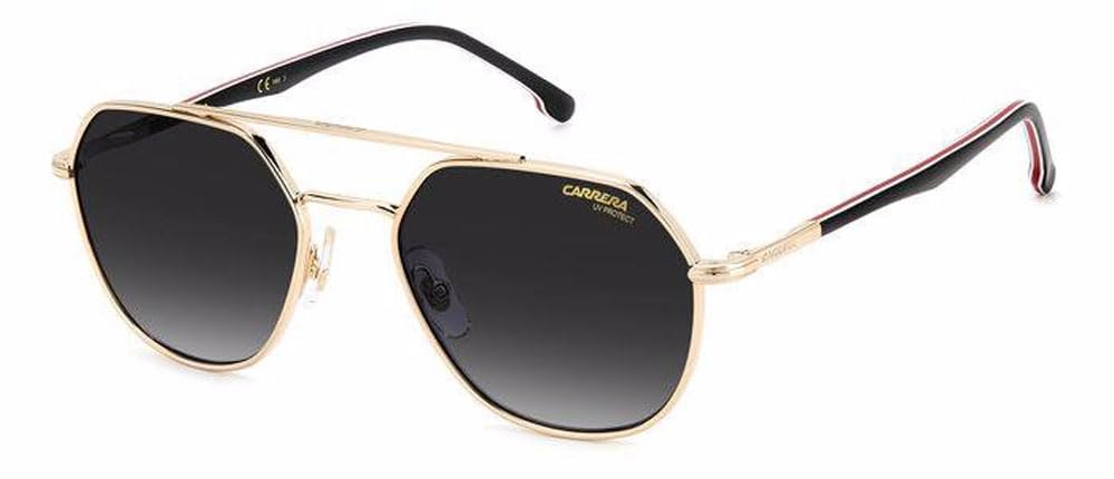 Carrera CA303/S W97 53MM Gold Stripe Black / 90 Dark Grey Shaded Sunglasses for Men for Women+BUNDLE with ACCESSORY EYEWEAR KIT