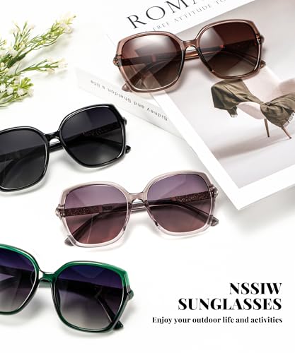NSSIW Polarized Sunglasses Womens Sunglasses: Trendy Fashion Oversized Sun Glasses UV400 Protection for Driving Vacation3
